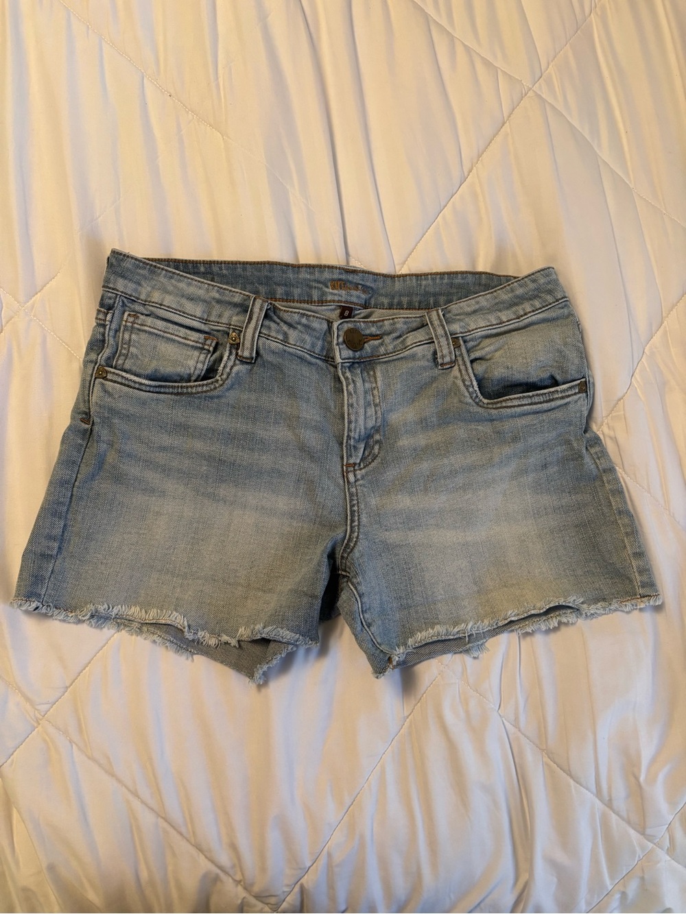 Kut from the Kloth Light Blue Frayed Hem Denim Shorts